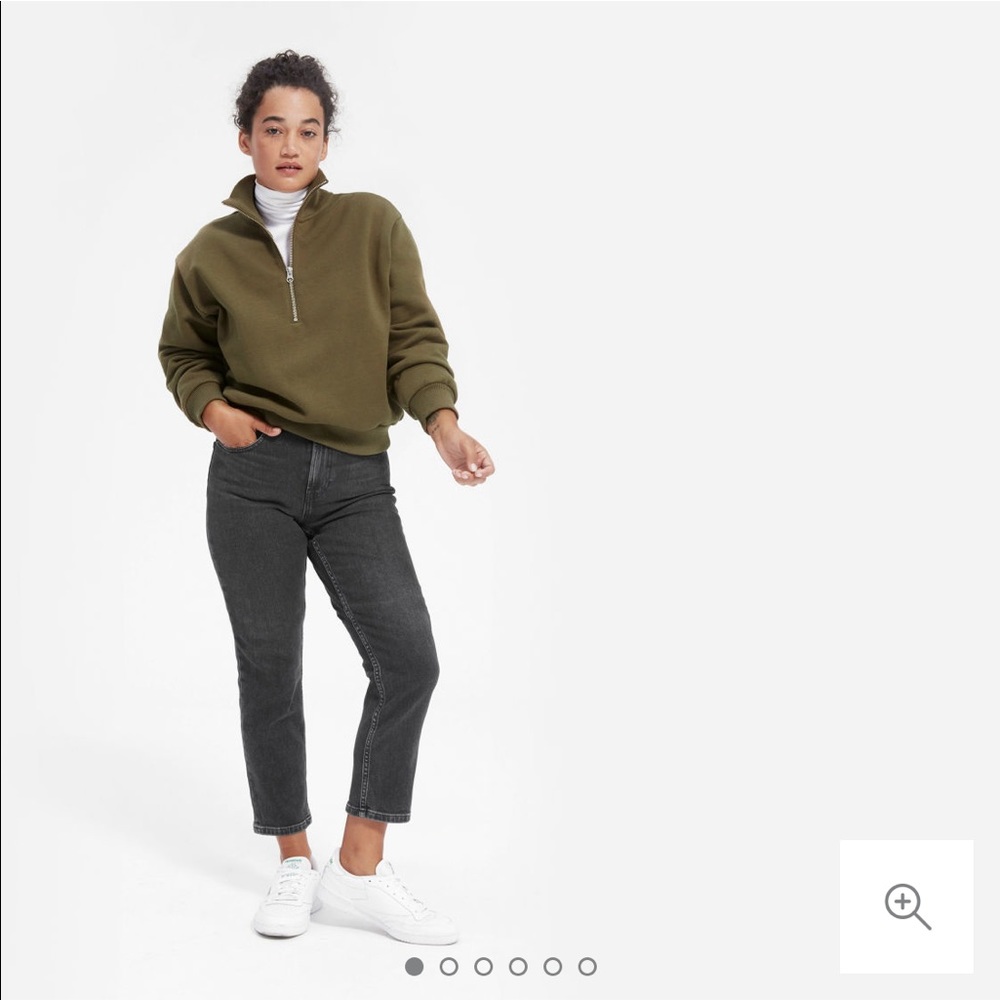 Everlane Oversized Fleece Half Zip in Green